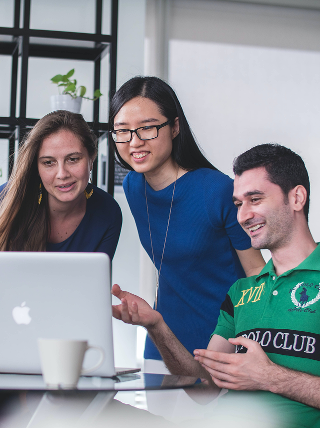 パソコンを見ている人の写真